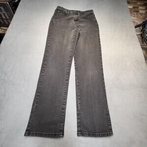 Lee Jeans Womens 8 Black Straight Leg Relaxed Fit Distressed Stretch Denim